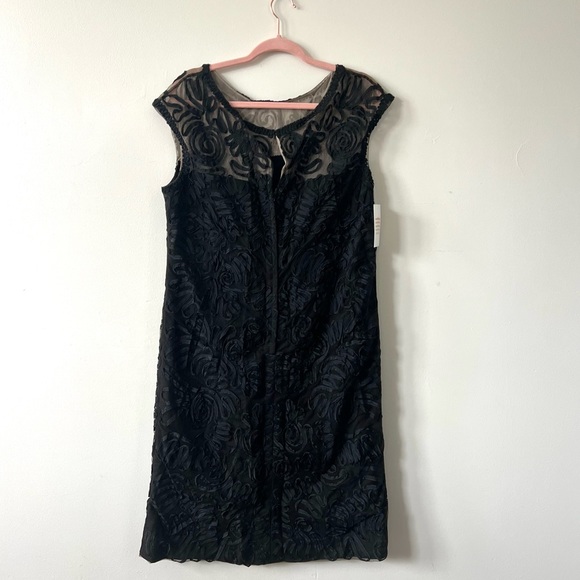 Vintage 1950’s Ribbon Party Dress, LBD, Soutache Cocktail, Black Mesh, M/LG - Picture 6 of 9